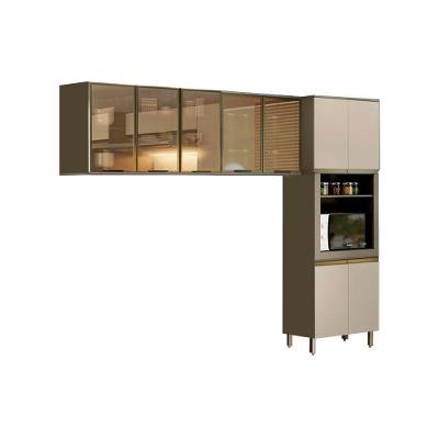 Cozinha Compacta Connect Kit 3 Peças 4 Portas MDF 120cm Branco com Nicho para Forno