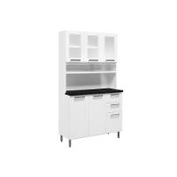 Kit de Cozinha Compacta Múltipla c/ 6 Portas (3 c/ Vidro) e 2 Gavetas 105cm Branco - Bertolini - 1