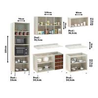 Cozinha Completa 5 Peças Com Tampo E Vidro Reflecta Lis Legno Crema Com Nogueira Dourado - 2