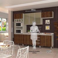 Cozinha Completa 5 Peças Com Tampo E Vidro Reflecta Lis Legno Crema Com Nogueira Dourado