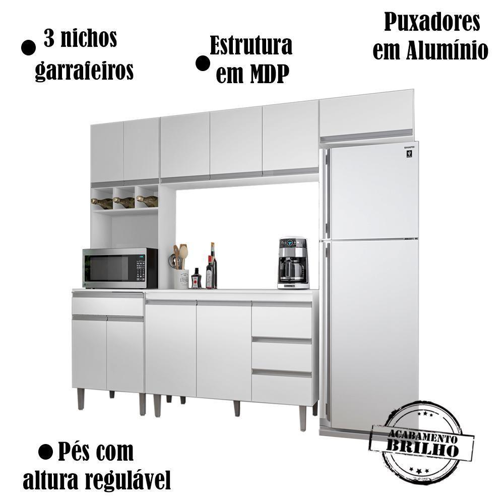 Cozinha Modulada 5 Peças 241 Cm Andreia Branco Reajl Branco - 3