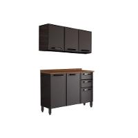 Cozinha Completa Estilo 2 Peças (1 Armário + 1 Balcão) C2P08 Cinza/Grafite - Bertolini - 1