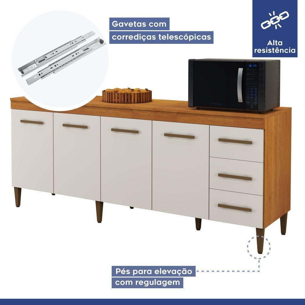 Cozinha Completa 14 Portas 3 Gavetas Atenas Kaiki Moveis Nature/Off White. - 3