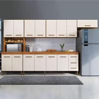 Cozinha Completa 14 Portas 3 Gavetas Atenas Kaiki Moveis Nature/Off White. - 2