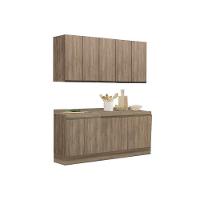 Kit de Cozinha Modulada 6 Peças Maxxi  (2 Armários + 2 Balcões + 2 Complementos) C6P24 Nogal - Kappesberg - 1