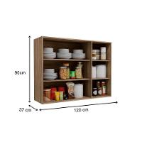 Cozinha Compacta Maxxi 3 Peças (2 Armários + 1 Paneleiro) Cpt36 Nogal - Kappesberg - 5