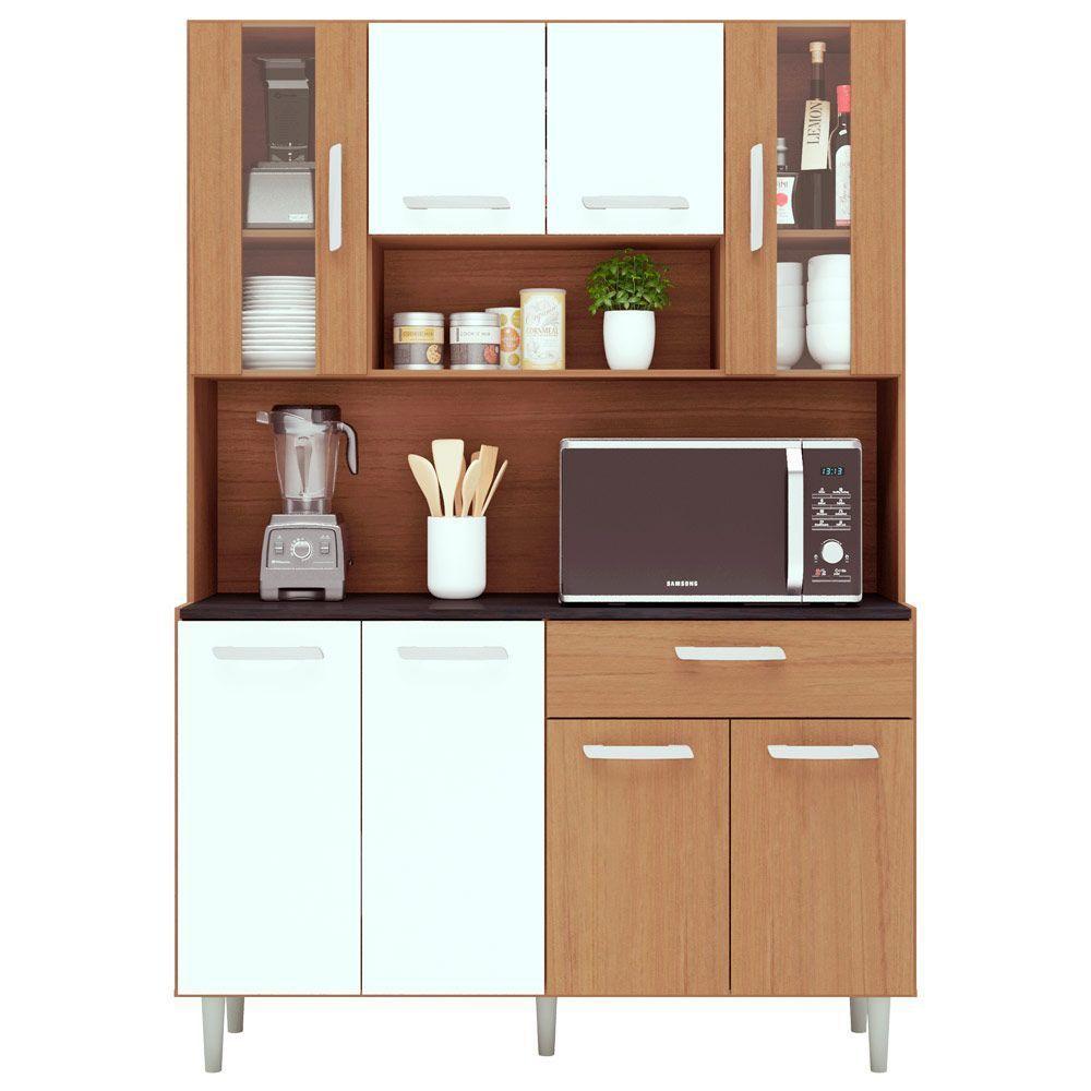 Cozinha Compacta Poliman Gabi 8 Portas Carvalho Branco - 1