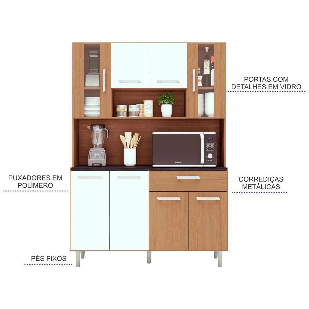 Cozinha Compacta Poliman Gabi 8 Portas Carvalho Branco - 2