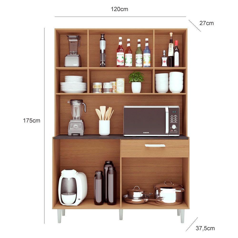 Cozinha Compacta Poliman Gabi 8 Portas Carvalho Branco - 3