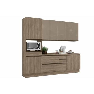 Cozinha Modulada Kappesberg Maxxi  7 Peças (2 Armários + 2 Balcões + 1 Paneleiro + 2 Complementos) C7P13 Nogal