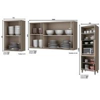 Cozinha Modulada Henn Connect 3 Peças (2 Armários + 1 Paneleiro) Cpt19 Duna/Cristal