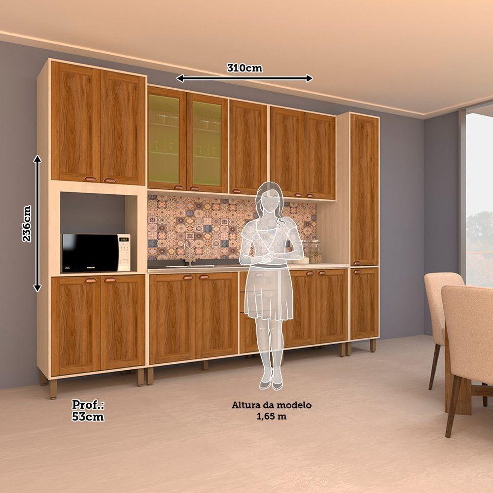 Cozinha Completa Modulada Com 6 Peças E Vidro Reflecta Sofia Pátina Com Moscatto - 5