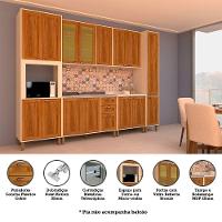 Cozinha Completa Modulada Com 6 Peças E Vidro Reflecta Sofia Pátina Com Moscatto