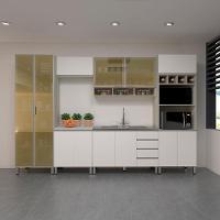 Cozinha Completa 6 Peças Sem Pia Com Vidro Reflecta Lis Legno Crema Com Branco Mat - 1