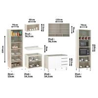 Cozinha Completa 6 Peças Sem Pia Com Vidro Reflecta Lis Legno Crema Com Branco Mat