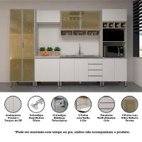 Cozinha Completa 6 Peças Sem Pia Com Vidro Reflecta Lis Legno Crema Com Branco Mat - 9