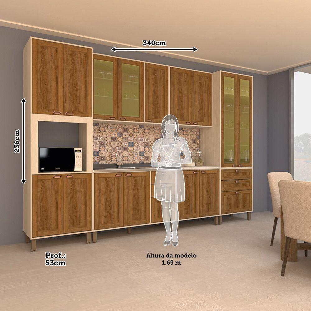 Cozinha Modulada Completa Com 6 Peças E Vidro Reflecta Sofia Pátina Com Moscatto - 3