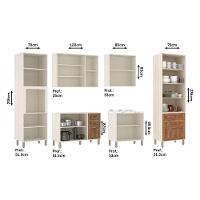 Cozinha Modulada Completa Com 6 Peças E Vidro Reflecta Sofia Pátina Com Moscatto