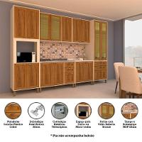 Cozinha Modulada Completa Com 6 Peças E Vidro Reflecta Sofia Pátina Com Moscatto - 5