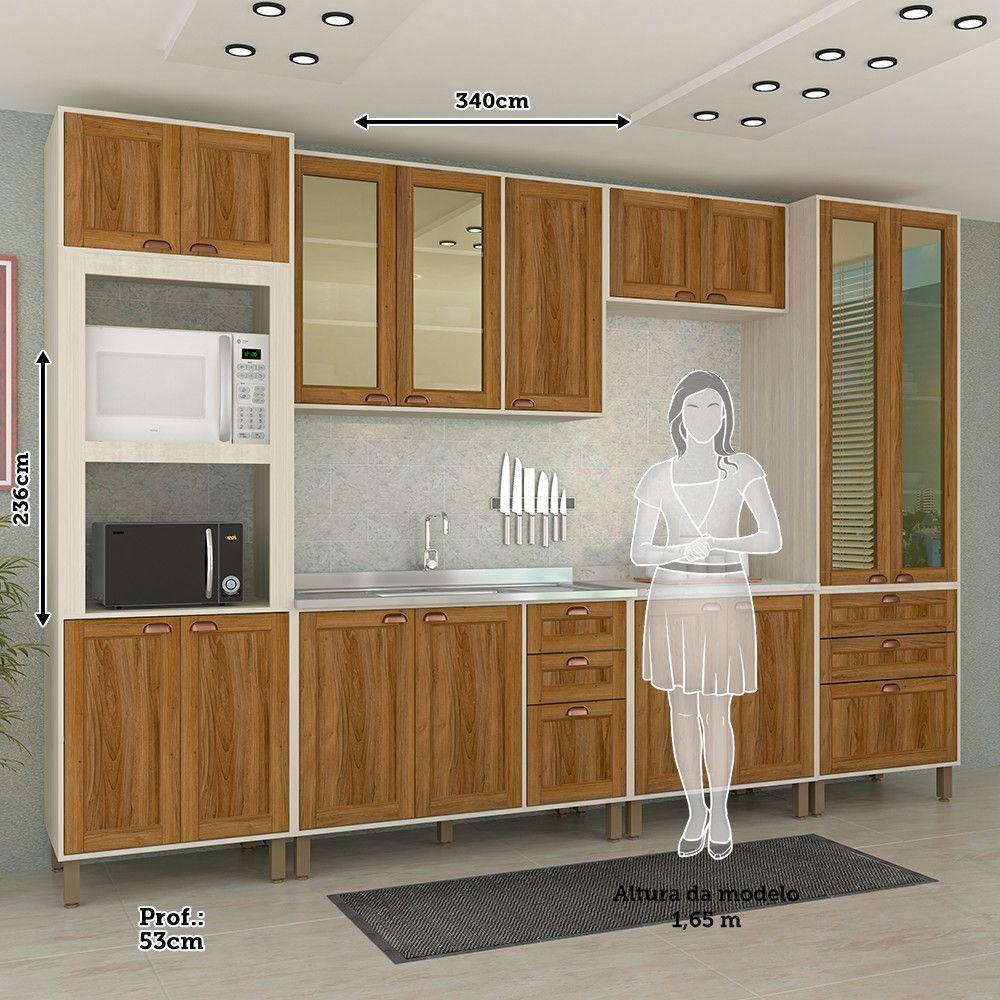 Cozinha Completa Com 6 Peças E Vidro Reflecta Sofia Pátina Ff Com Moscatto Ff - 3