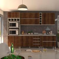 Cozinha Completa 7 Peças Com Tampo Lis Legno Crema Com Nogueira Dourado - 1