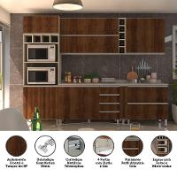 Cozinha Completa 7 Peças Com Tampo Lis Legno Crema Com Nogueira Dourado