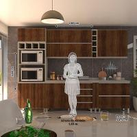 Cozinha Completa 7 Peças Com Tampo Lis Legno Crema Com Nogueira Dourado - 5