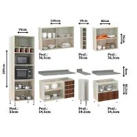 Cozinha Completa 7 Peças Com Tampo Lis Legno Crema Com Nogueira Dourado - 7