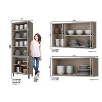 Cozinha Modulada Henn Connect  3 Peças (2 Armários + 1 Cristaleira) CPT13 Duna/Cristal - 3