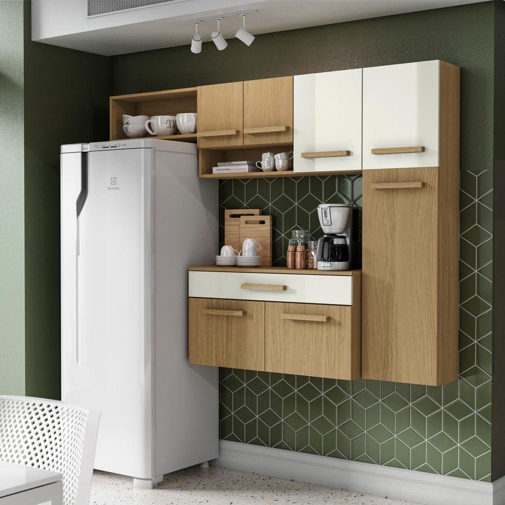 Cozinha Compacta Com 07 Portas E 01 Gavetas Com Balcão Rubi Cor Atacama Off White Aramóveis - 3