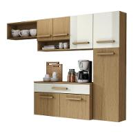 Cozinha Compacta Com 07 Portas E 01 Gavetas Com Balcão Rubi Cor Atacama Off White Aramóveis - 1