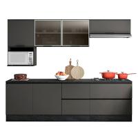 Cozinha Modulada 7 Peças Com 7 Portas E 4 Gavetas Com Balcão Para Cooktop Etna Grafite - 1