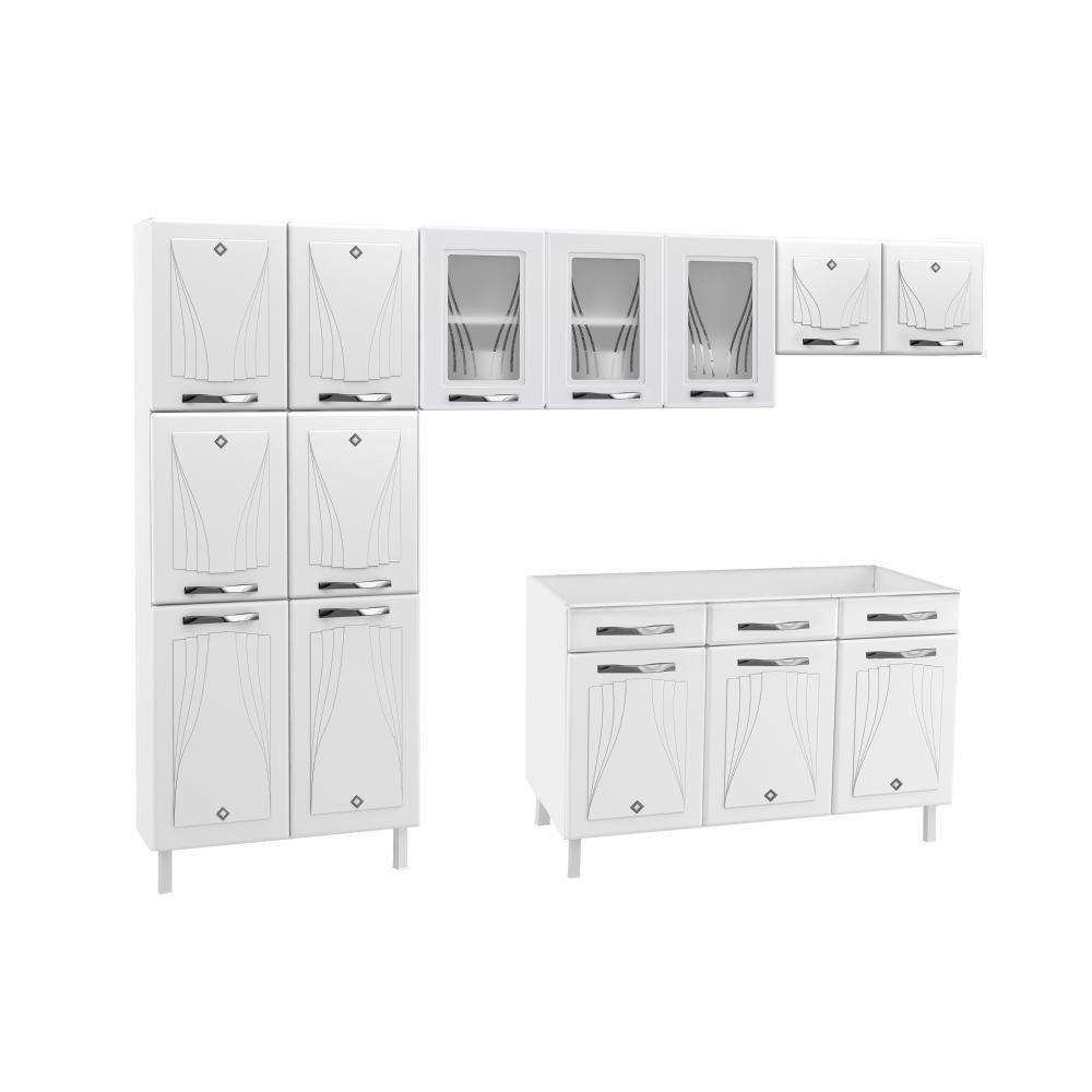 Cozinha de Aço Completa Telasul Star New Branco 3 Vidros Balcão para Pia - 7
