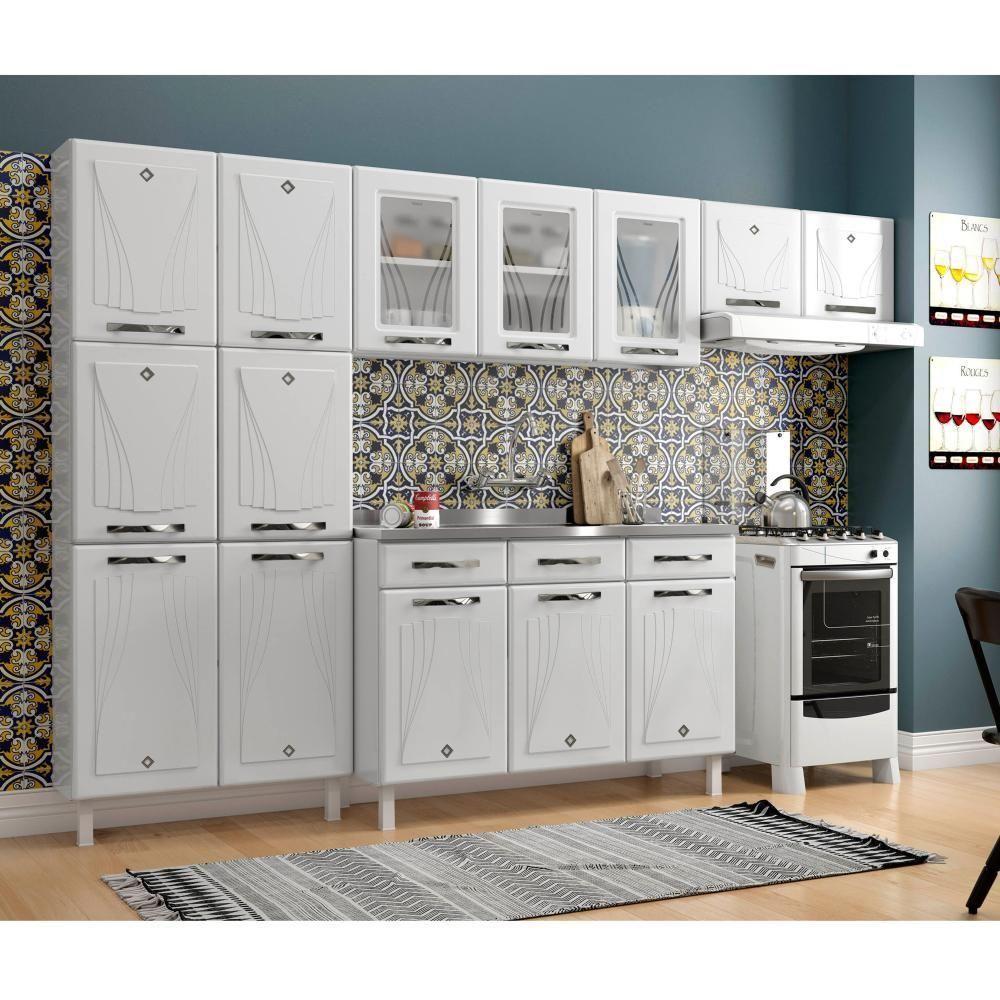 Cozinha de Aço Completa Telasul Star New Branco 3 Vidros Balcão para Pia - 1