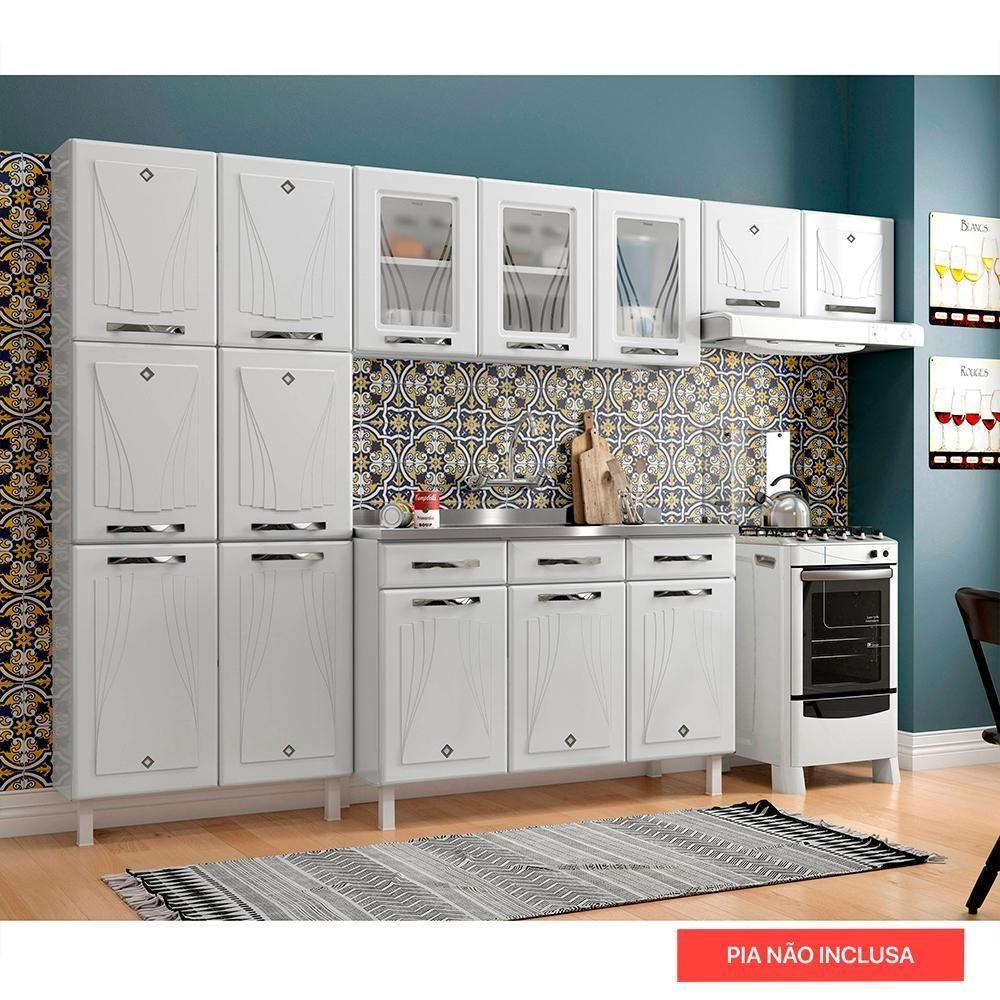 Cozinha de Aço Completa Telasul Star New Branco 3 Vidros Balcão para Pia - 2