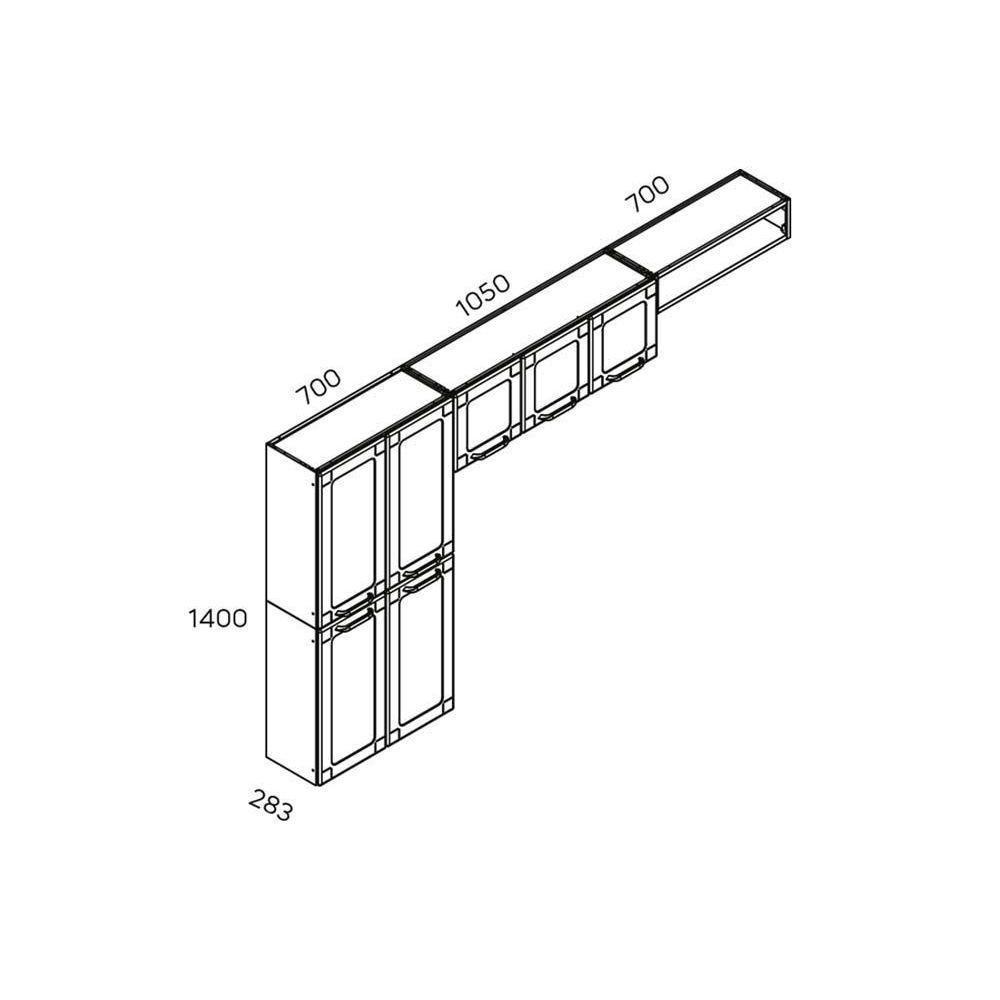 Kit de Cozinha Modulada 3 Peças Dona Maria  (1 Armário + 1 Paneleiro + 1 Complemento) CPT100 Branco - Bertolini - 3