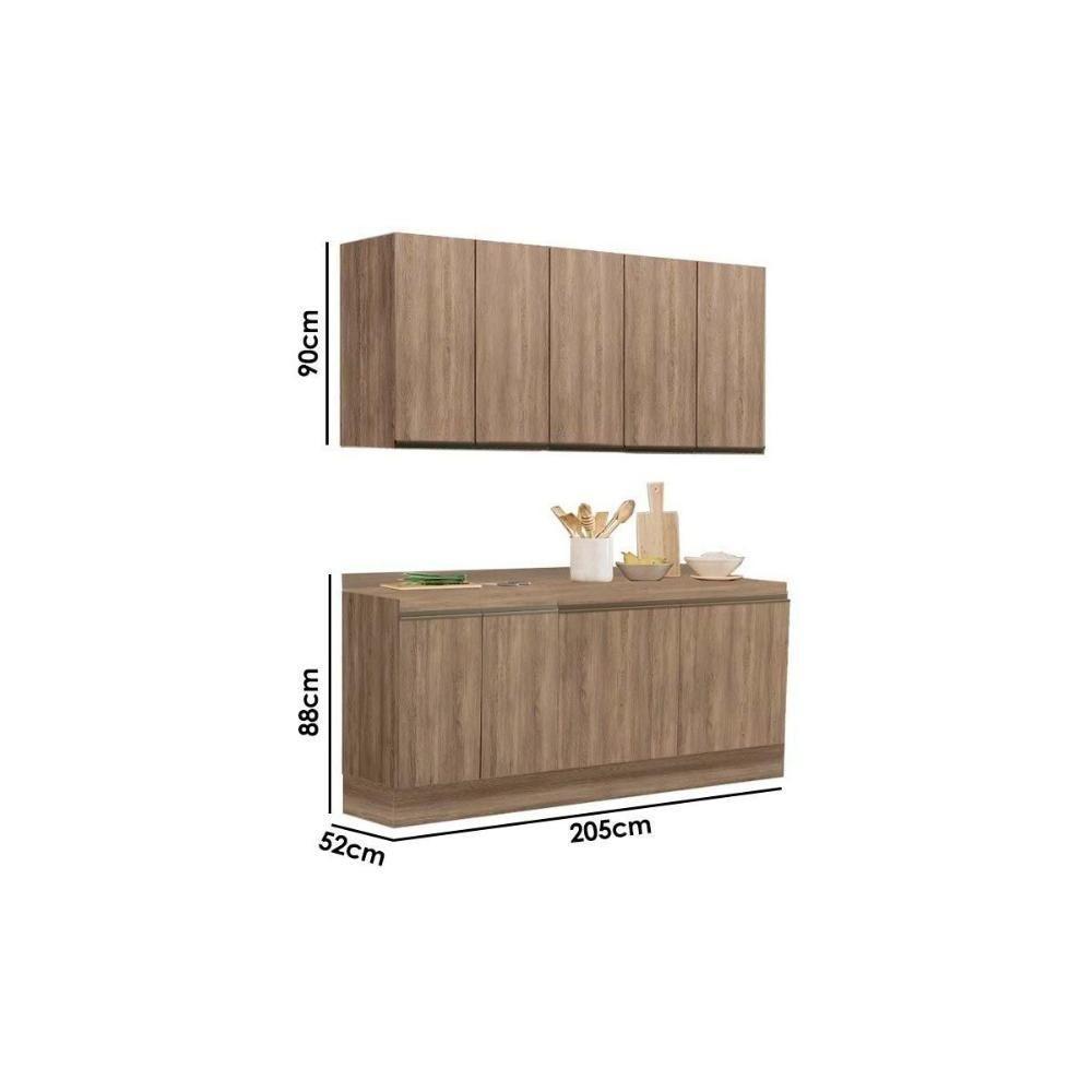 Kit de Cozinha Modulada 6 Peças Maxxi  (2 Armários + 2 Balcões + 2 Complementos) C6P23 Nogal - Kappesberg - 4