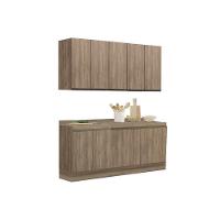 Kit de Cozinha Modulada 6 Peças Maxxi  (2 Armários + 2 Balcões + 2 Complementos) C6P23 Nogal - Kappesberg - 1