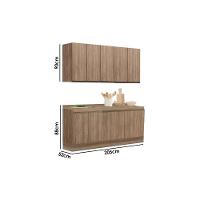 Kit de Cozinha Modulada 6 Peças Maxxi  (2 Armários + 2 Balcões + 2 Complementos) C6P23 Nogal - Kappesberg