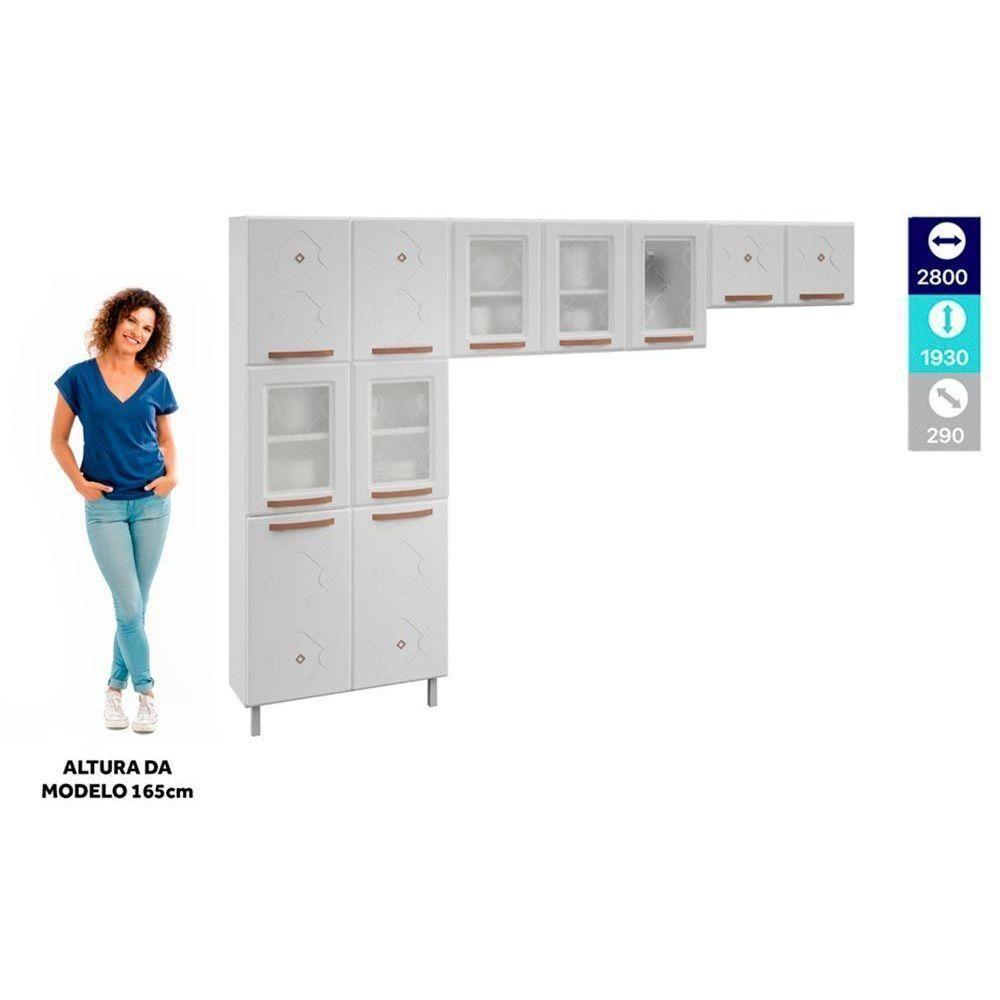 Kit de Cozinha Modulada 3 Peças Mirage New  (2 Armários + 1 Paneleiro) CPT113 Branco - Telasul - 8