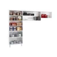 Kit de Cozinha Modulada 3 Peças Star New  (2 Armários + 1 Paneleiro) CPT106 Branco/Preto - Telasul - 6