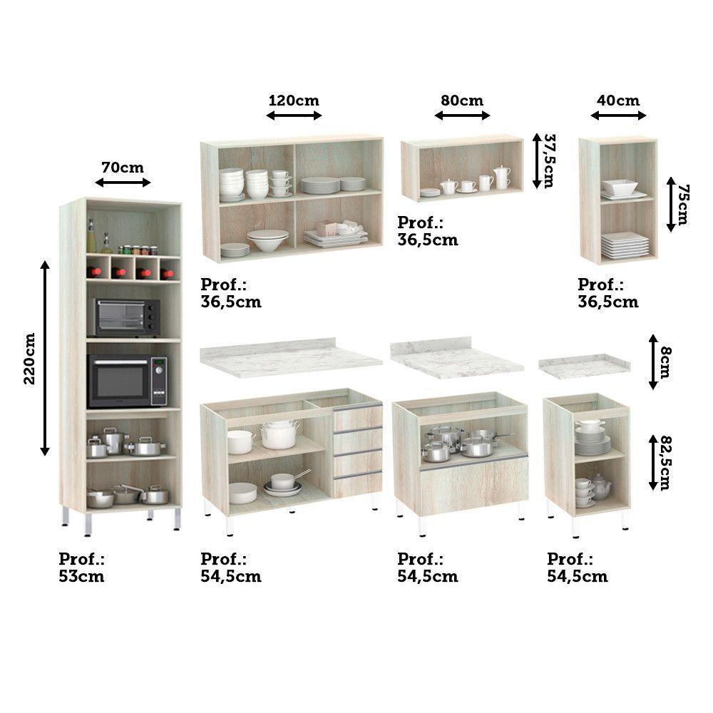 Cozinha Completa Com 7 Peças E Tampo Lis Legno Crema - 5
