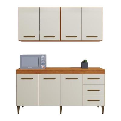 Cozinha Completa Atenas 7 Portas 3 Gavetas em MDF 160cm Off White