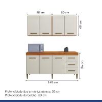 Cozinha Completa 7 Portas 3 Gavetas Atenas Kaiki Moveis Nature/off White - 3