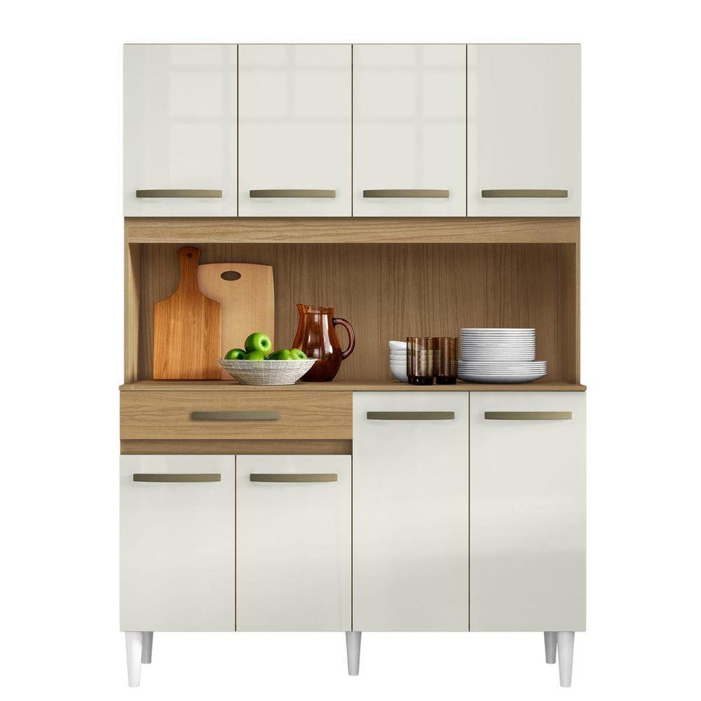 Kit Cozinha Com 8 Portas E 1 Gaveta Cleo Cor Atacama Off White Aramóveis - 1