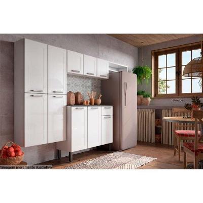 Cozinha Completa Dona Maria 4 Peças em Aço Branco com Armário Balcão Paneleiro e Complemento