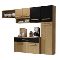 Cozinha Compacta Com 07 Portas E 01 Gavetas Com Balcão Rubi Cor Atacama Preto Fosco Aramóveis - 1