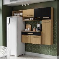 Cozinha Compacta Com 07 Portas E 01 Gavetas Com Balcão Rubi Cor Atacama Preto Fosco Aramóveis - 3