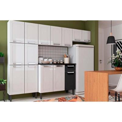 Kit de Cozinha Modulada 4 Peças Múltipla  (2 Armários + 1 Balcão + 1 Paneleiro) C4P72 Branco/Preto - Bertolini