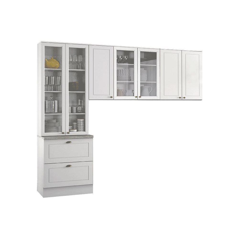 Kit de Cozinha Modulada 3 Peças Americana  (2 Armários + 1 Paneleiro) CPT10 Branco - Henn - 1